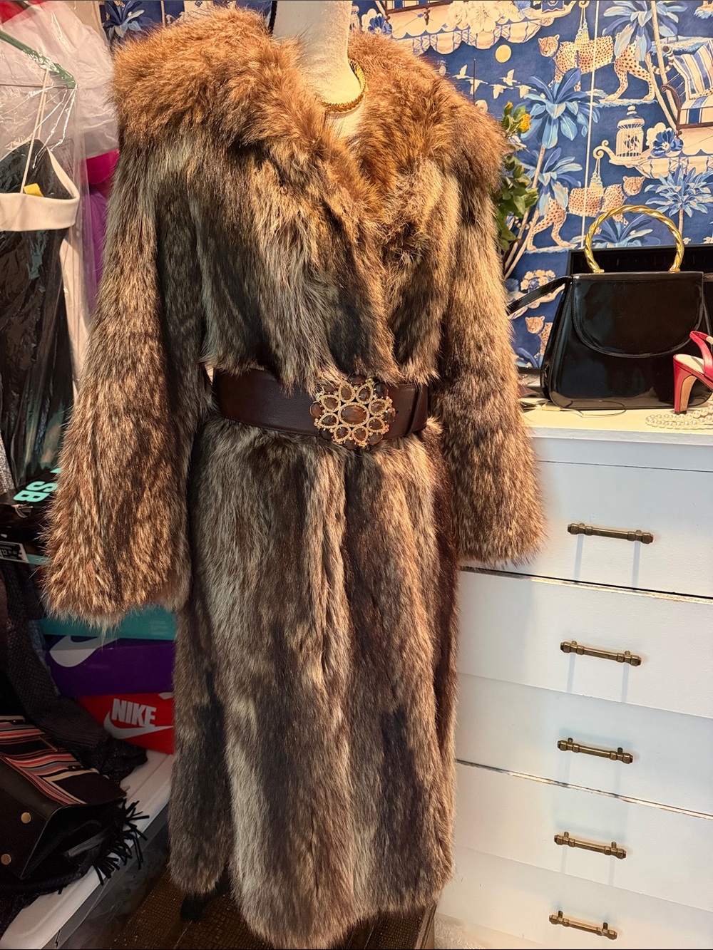 Revillon Saks Fifth Ave Full length Raccoon Fur coat. Size 6